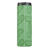 Aangepaste tekst Groene Cartoon augurken Eenvoudig Thermosbeker (Achterkant)