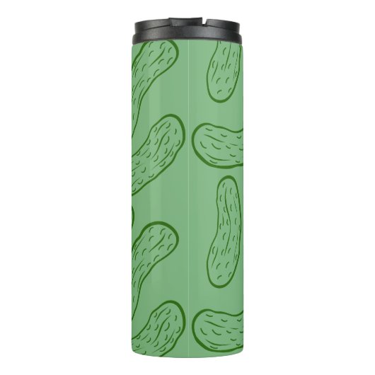 Aangepaste tekst Groene Cartoon augurken Eenvoudig Thermosbeker (Achterkant)