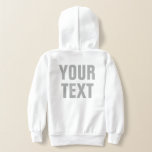 Aangepaste tekst Groot lettertype Wit Beide zijdig<br><div class="desc">Custom Foto toevoegen Logo Tekst naam hier Kleding Kleding Sjabloon Gepersonaliseerde Jongens Kinder Beide zijden Print Hoodies Pullover Wit Hooded Sweatshirt Pullover.</div>