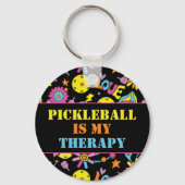 Aangepaste tekst, Groovy, retro 90s, zwart Sleutelhanger (Achterkant)