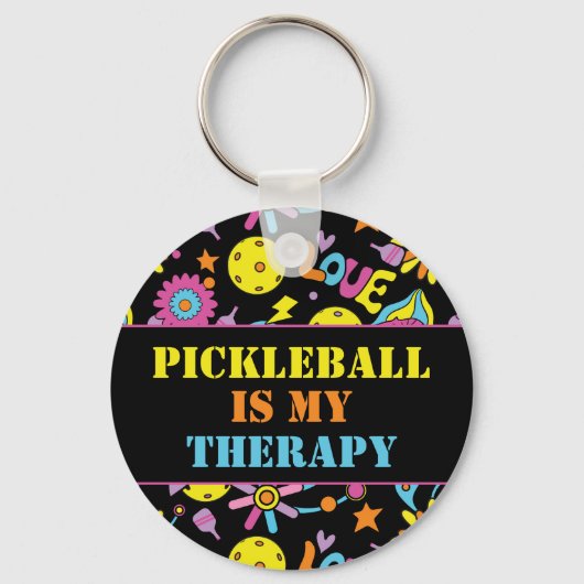 Aangepaste tekst, Groovy, retro 90s, zwart Sleutelhanger (Achterkant)