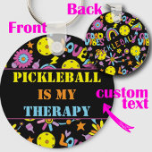 Aangepaste tekst, Groovy, retro 90s, zwart Sleutelhanger