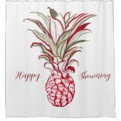 Aangepaste tekst Grote ananas Roze Wit Schattige Douchegordijn (Voorkant)