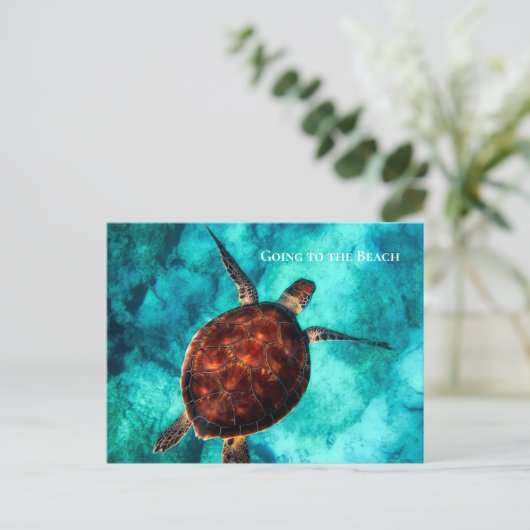 Aangepaste tekst Grote Zeeen schildpad Tropische b Briefkaart (Staand voorkant)