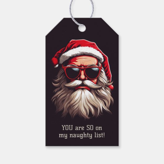 Aangepaste tekst Grumpy Santa Cadeaulabel (Voorkant)