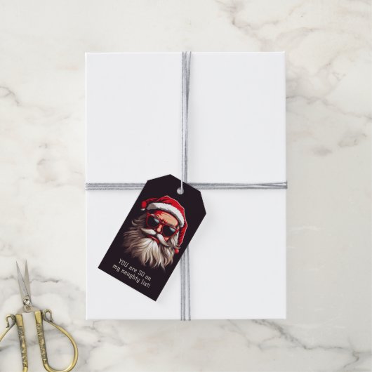 Aangepaste tekst Grumpy Santa Cadeaulabel (Met Touw)