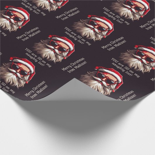 Aangepaste tekst Grumpy Santa Cadeaupapier (Hoek)