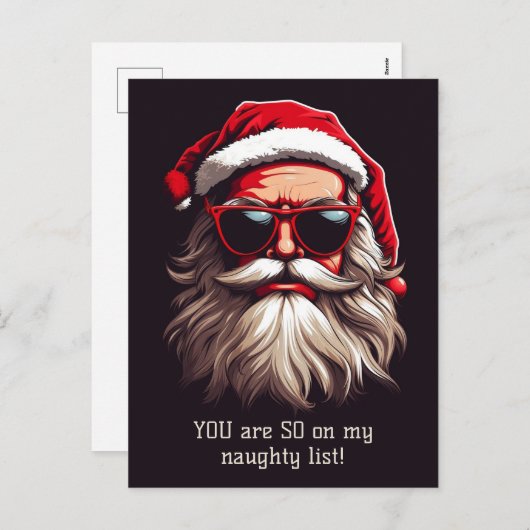 Aangepaste tekst Grumpy Santa Feestdagenkaart (Voorkant / Achterkant)