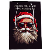 Aangepaste tekst Grumpy Santa Medium Cadeauzakje (Voorkant)