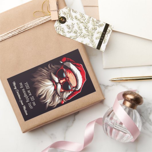 Aangepaste tekst Grumpy Santa Rechthoekige Sticker (Geschenken)