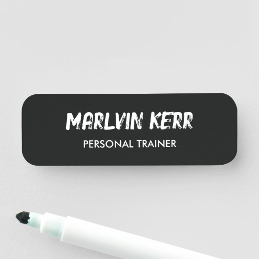 Aangepaste tekst gym business grijs naamplaatje (In situ)