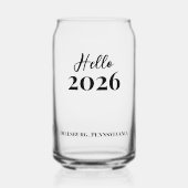 Aangepaste tekst Hallo 2026 Oud en Nieuw Feest Blikvorm Glas (Voorkant)