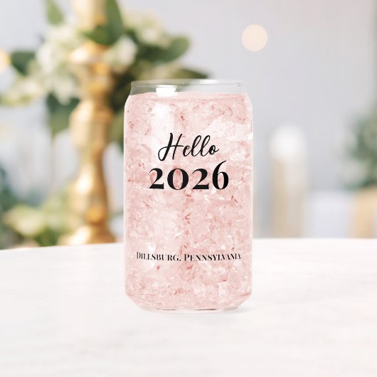 Aangepaste tekst Hallo 2026 Oud en Nieuw Feest Blikvorm Glas (Insitu (Huwelijk))