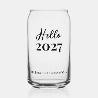 Aangepaste tekst Hallo 2027 Oud en Nieuw-feest Blikvorm Glas