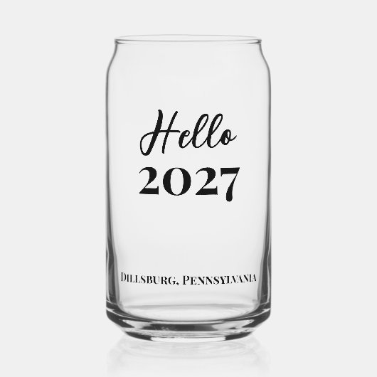 Aangepaste tekst Hallo 2027 Oud en Nieuw-feest Blikvorm Glas (Voorkant)