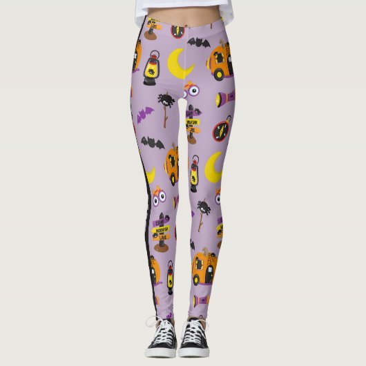 Aangepaste tekst Halloween Boo-tiful Camp Night Leggings (Voorkant)