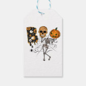 Aangepaste tekst Halloween Pumpkin Skelet Boo Cadeaulabel (Achterkant)