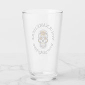 Aangepaste tekst halloween Sugar Skull Beer Glas (Achterkant)