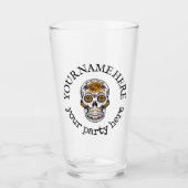 Aangepaste tekst halloween Sugar Skull Beer Glas (Voorkant)