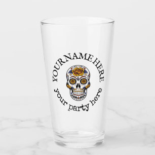 Aangepaste tekst halloween Sugar Skull Beer Glas