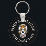 Aangepaste tekst halloween Sugar Skull La Santa Mu Sleutelhanger<br><div class="desc">Aangepaste tekst halloween Sugar Skull La Santa Muerte sleutelhanger</div>