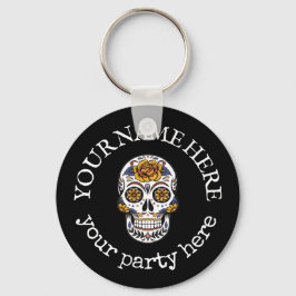 Aangepaste tekst halloween Sugar Skull La Santa Mu Sleutelhanger
