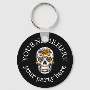 Aangepaste tekst halloween Sugar Skull La Santa Mu Sleutelhanger