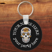 Aangepaste tekst halloween Sugar Skull La Santa Mu Sleutelhanger (Voorkant)