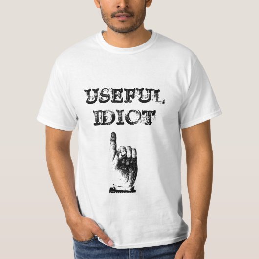 Aangepaste tekst handig Idiot vingerpunt T-shirt (Voorkant)