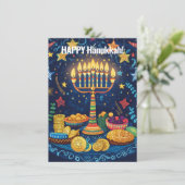 Aangepaste tekst Hanukkah Harmony Feestdagenkaart (Staand voorkant)