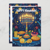 Aangepaste tekst Hanukkah Harmony Feestdagenkaart (Voorkant / Achterkant)