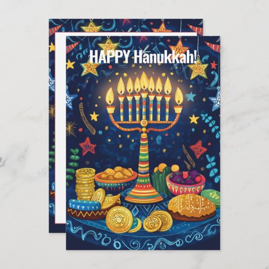 Aangepaste tekst Hanukkah Harmony Feestdagenkaart (Voorkant / Achterkant)