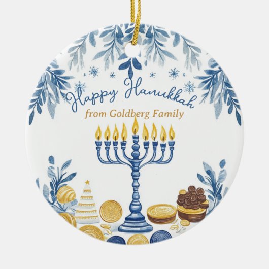 Aangepaste tekst Hanukkah Harmony Keepsake Keramisch Ornament (Voorkant)