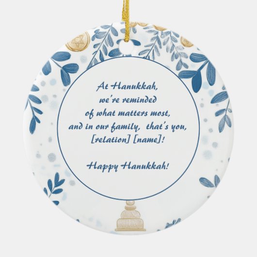 Aangepaste tekst Hanukkah Harmony Ornament (Achterkant)