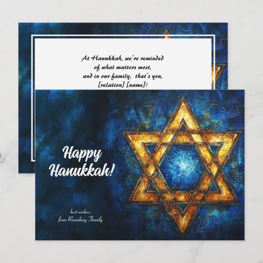 Aangepaste tekst Happy Chanoeka✡️, Davidster Feestdagenkaart (Voorkant / Achterkant)
