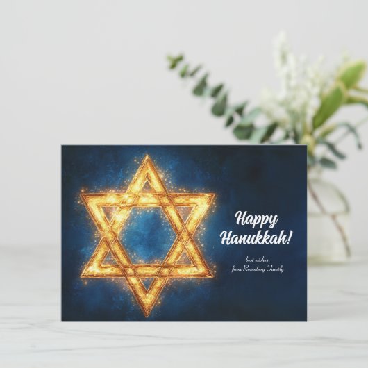 Aangepaste tekst Happy Chanoeka✡️, Davidster Feestdagenkaart (Staand voorkant)