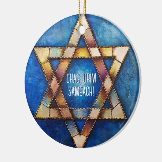 Aangepaste tekst Happy Chanoeka✡️, Davidster Keramisch Ornament (Links)