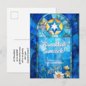Aangepaste tekst Happy Chanoeka, glas in lood Briefkaart (Voorkant / Achterkant)
