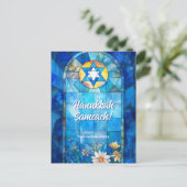 Aangepaste tekst Happy Chanoeka, glas in lood Briefkaart (Staand voorkant)
