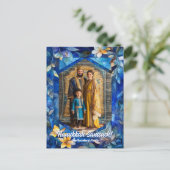 Aangepaste tekst Happy Chanoeka, glas in lood Briefkaart (Staand voorkant)