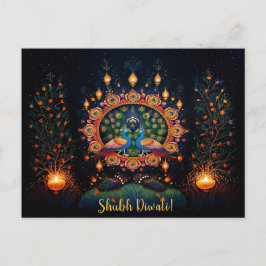Aangepaste tekst 🦚🛕🤩 Happy Diwali Briefkaart