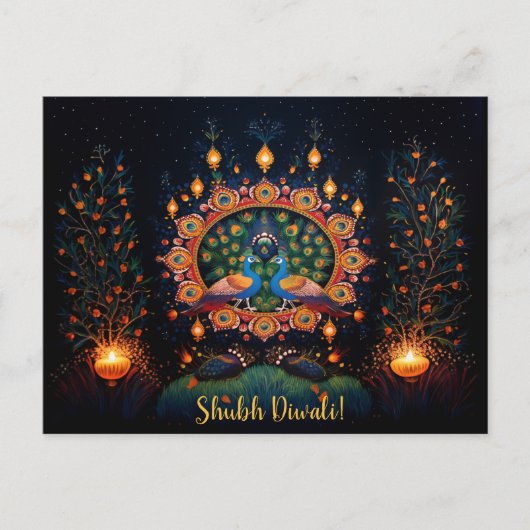 Aangepaste tekst 🦚🛕🤩 Happy Diwali Briefkaart (Voorkant)