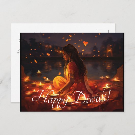 Aangepaste tekst 🤩 Happy Diwali Briefkaart (Voorkant / Achterkant)