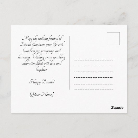 Aangepaste tekst 🤩 Happy Diwali Briefkaart (Achterkant)