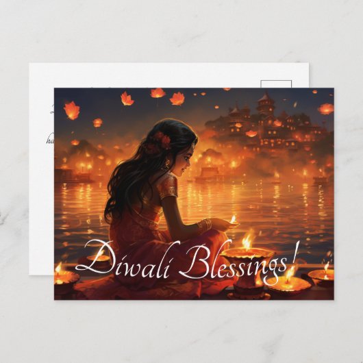 Aangepaste tekst 🤩 Happy Diwali Briefkaart (Voorkant / Achterkant)