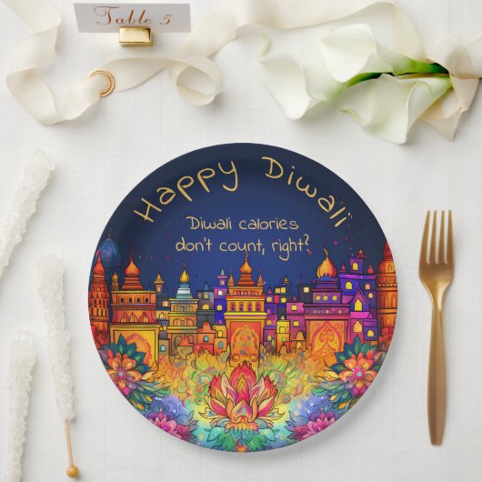 Aangepaste tekst, Happy Diwali Decorative Papieren Bordje (Huwelijk)