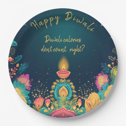 Aangepaste tekst, Happy Diwali Papieren Bordje (Voorkant)