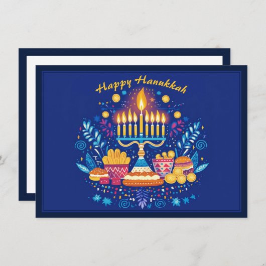 Aangepaste tekst Happy Hanukkah✡️, Feestdagenkaart (Voorkant / Achterkant)