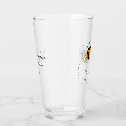 Aangepaste tekst Happy Love Bees Glas (Rechts)
