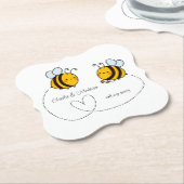 Aangepaste tekst Happy Love Bees Kartonnen Onderzetters (Gekanteld)